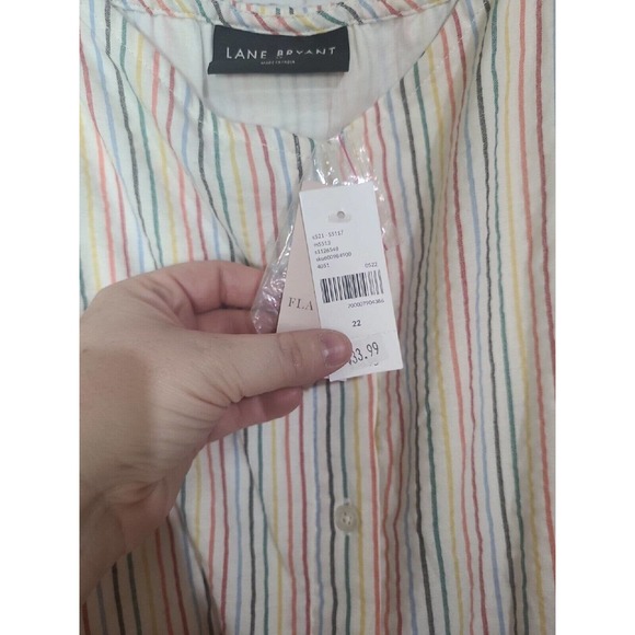 NWT Lane Bryant Multicolor Striped Button-Down Peplum Tank Top Womans Size 22 - Picture 5 of 7
